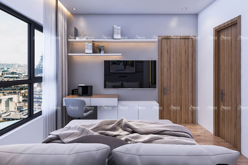 Hoàn thiện nội thất phòng ngủ kèm góc làm việc chung cư