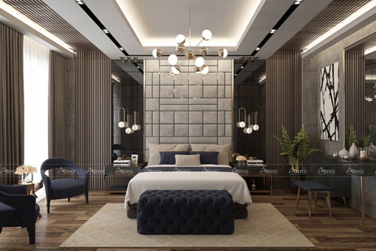 Nội thất Luxury đơn giản và trang nhã trong phòng ngủ