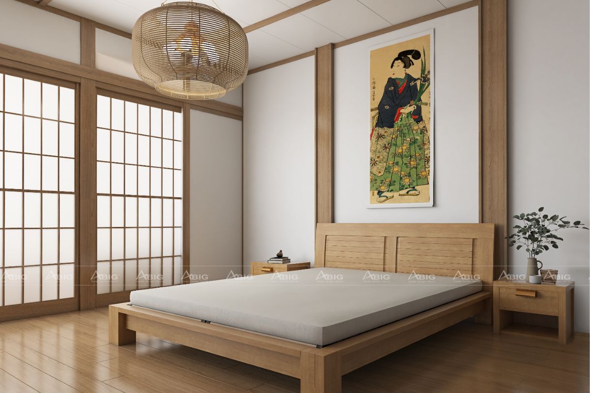 Nội thất cơ bản cùng bước tranh nghệ thuật treo tường là đủ cho phòng ngủ