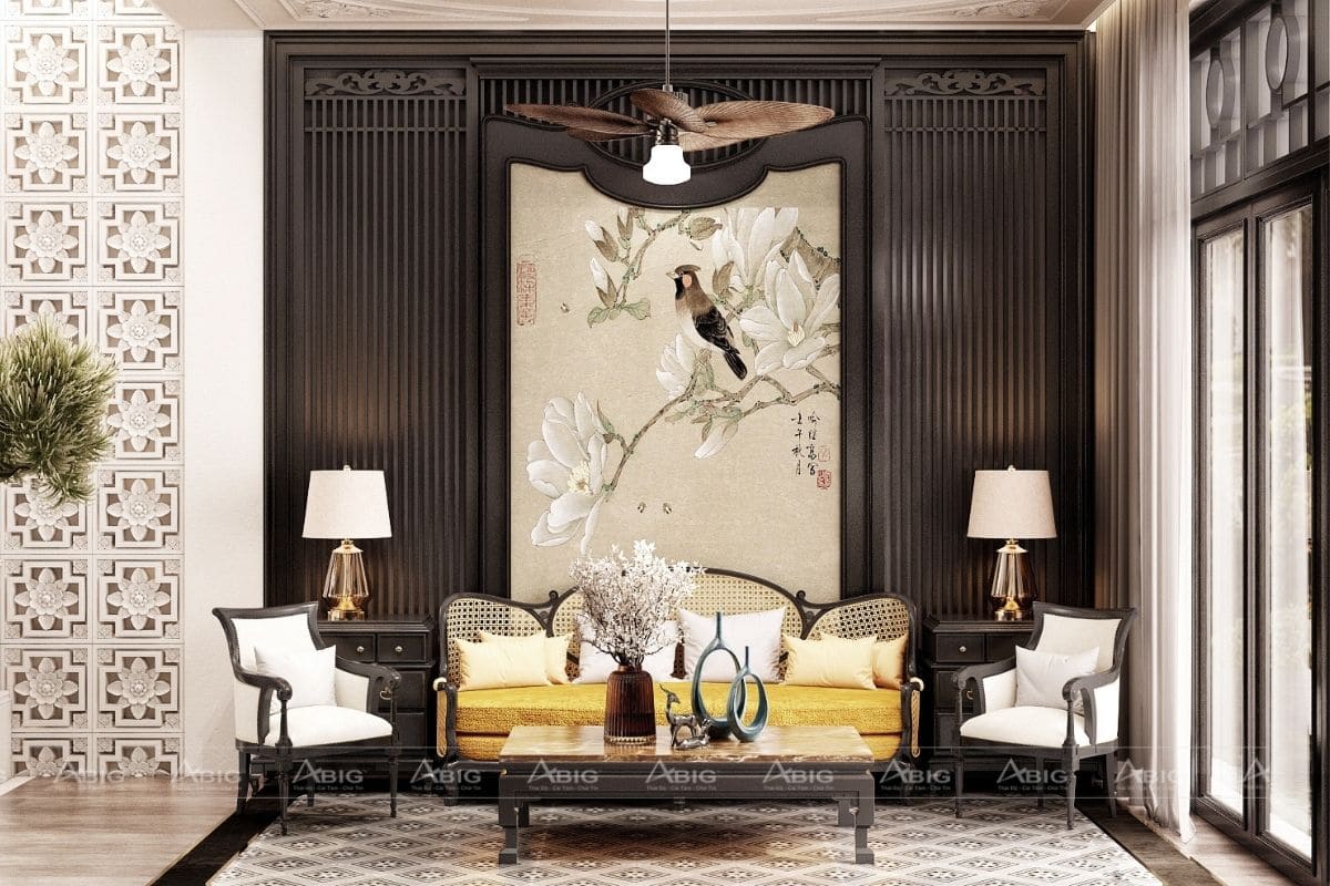 Trang trí tường bằng họa tiết hình thú theo Indochine style.