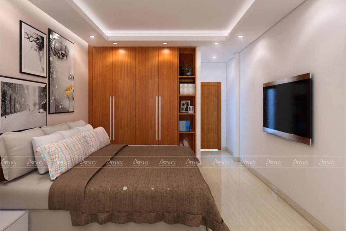 Phòng ngủ Master với gam màu trầm tạo cảm giác an yên