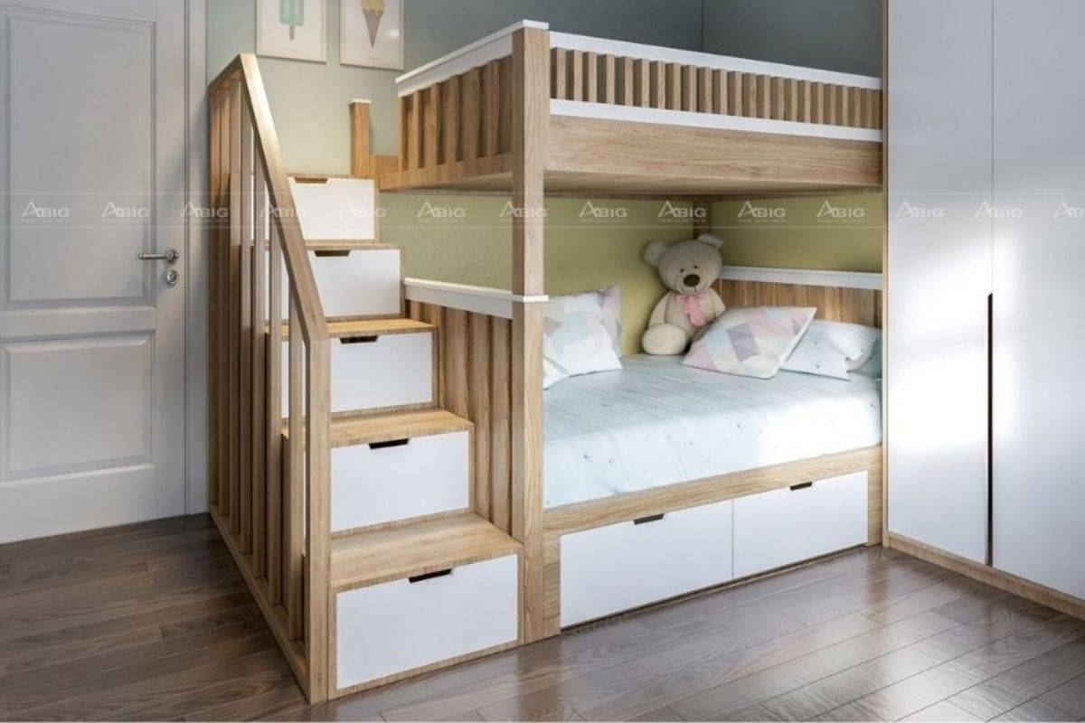 Phòng ngủ cho con sử dụng giường tầng có thiết kế thông minh