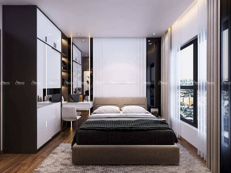 thiết kế phòng ngủ chính tiện nghi tràn ngập ánh sáng tự nhiên