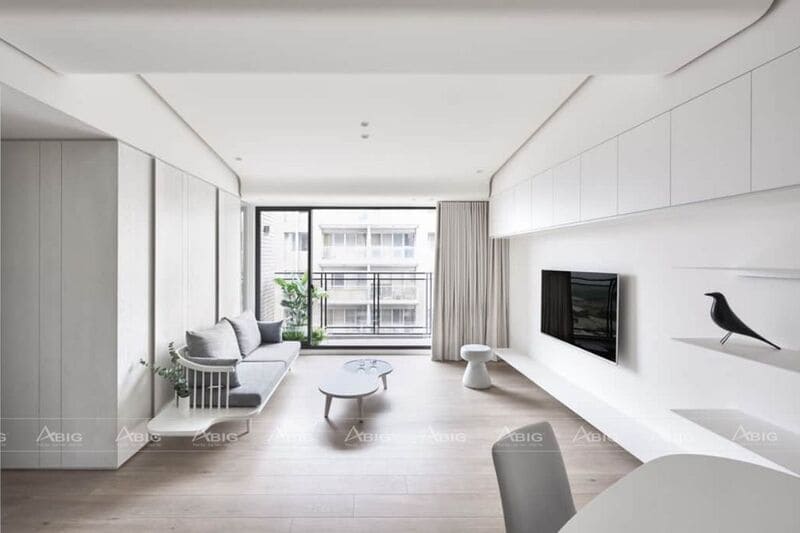 thiết kế nội thất căn hộ chung cư 3 phòng ngủ phong cách tối giản minimalism
