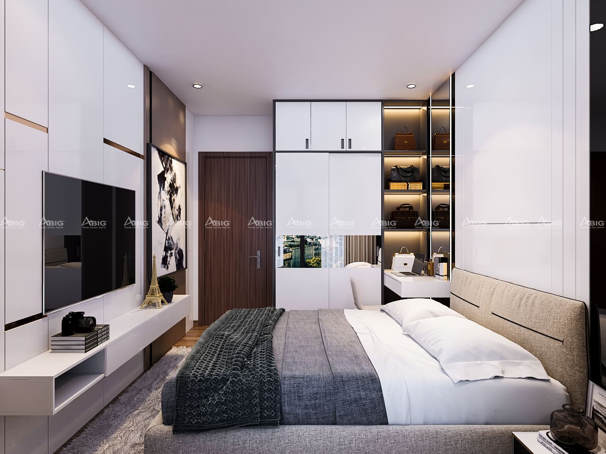 Phòng ngủ thứ nhất với thiết kế thông minh, tối ưu không gian.