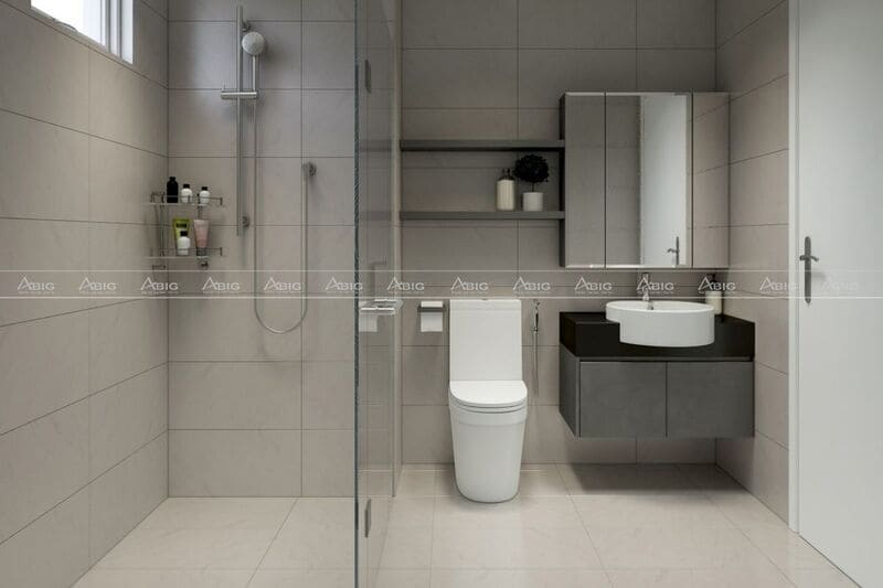 Phòng vệ sinh được thiết kế tạo cảm giác thoáng mát