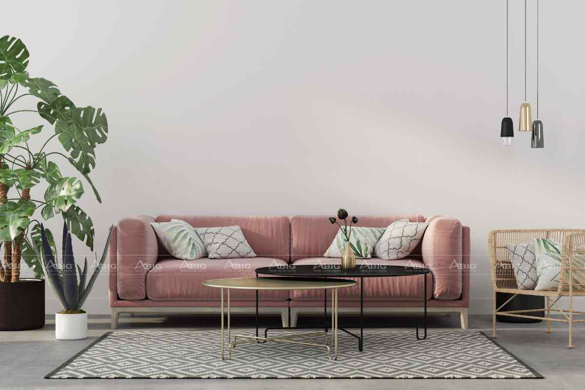Sofa hồng tím cũng là lựa chọn không tồi cho phòng khách 30m2