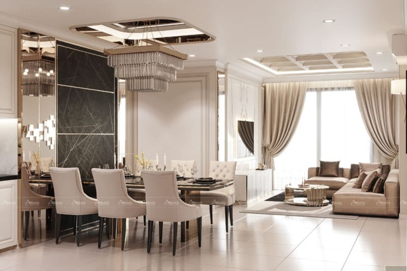 mẫu thiết kế nội thất phòng khách căn hộ chung cư cao cấp palm height