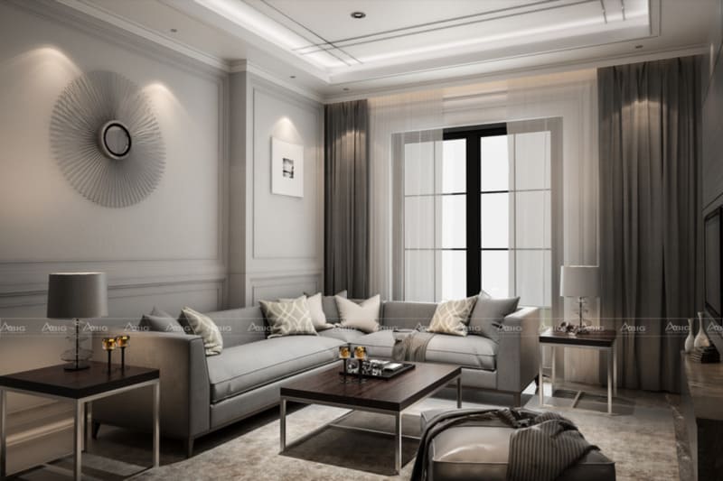 mẫu thiết kế phòng khách phong cách cổ điển cho căn hộ chung cư