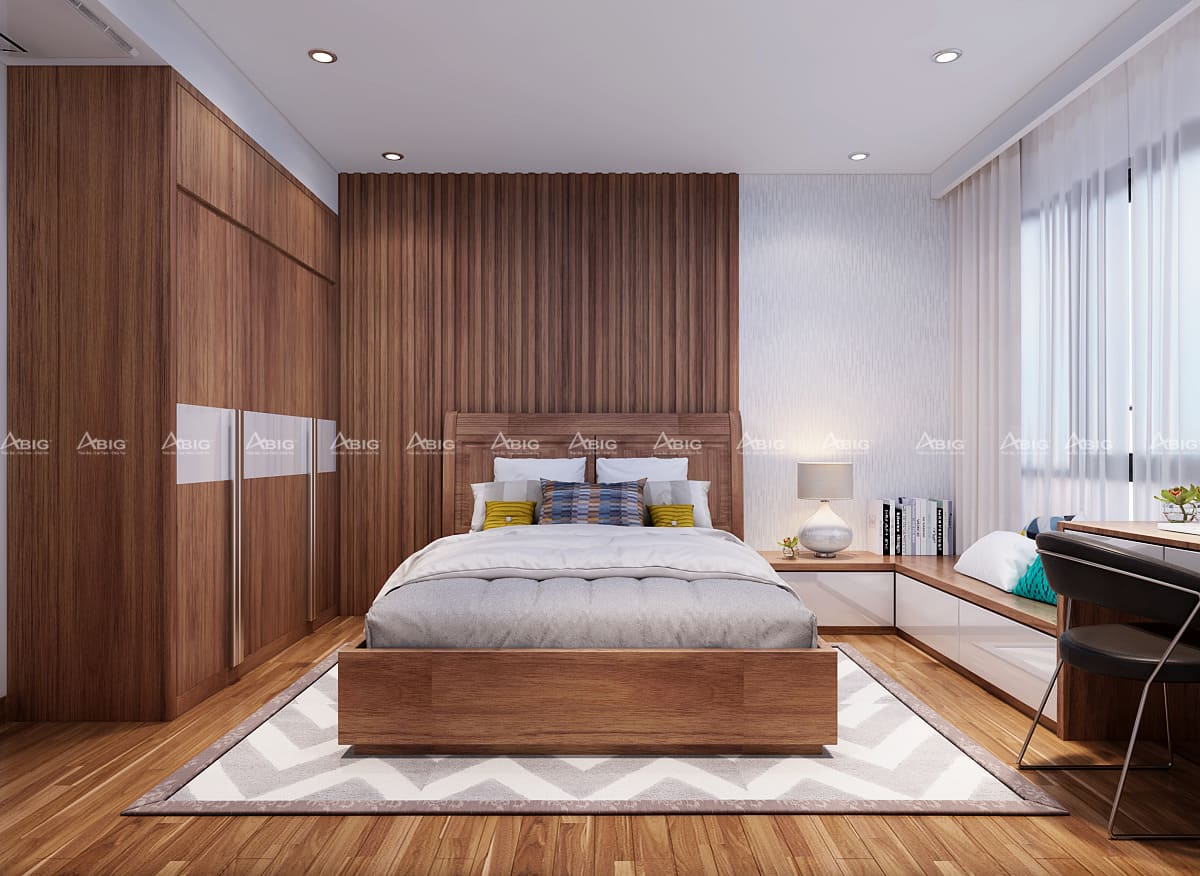 Thảm sàn là vật dụng nội thất mang tính trang trí, tạo điểm nhấn cho thiết kế phòng ngủ.