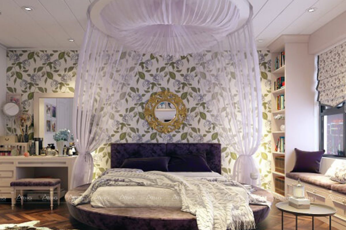 Phòng ngủ lãng mạn, ngọt ngào với thiết kế giường lạ mắt và chiếc rèm che