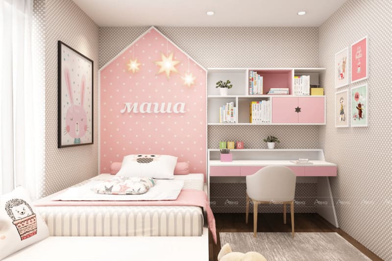 mẫu thiết kế nội thất phòng ngủ dễ thương cho bé gái