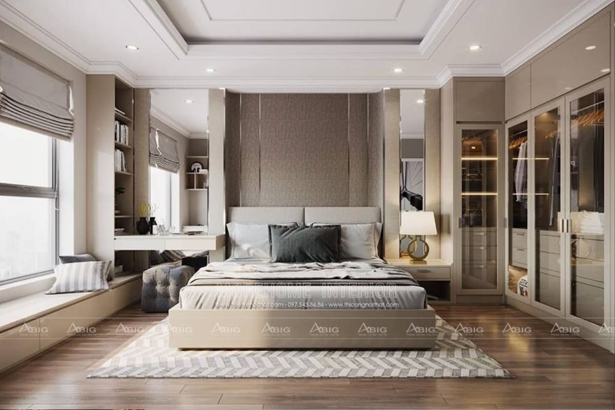 Phong cách nội thất đơn giản trong thiết kế phòng ngủ.