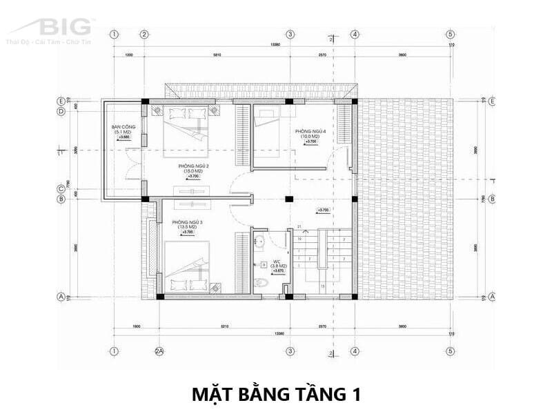bản vẽ thiết kế nhà 2 tầng 100m2 4 phòng ngủ - tầng 1