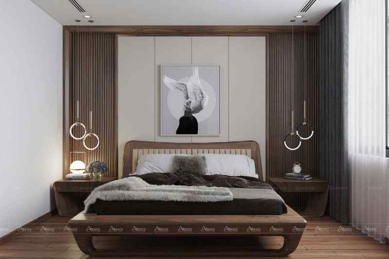 Thiết kế phòng ngủ dựa trên nguyên tắc đối xứng mang lại tính thẩm mỹ cao cho căn phòng