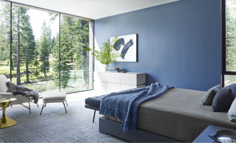 Thiết kế nội thất nhà màu xanh dương có phòng ngủ siêu đỉnh
