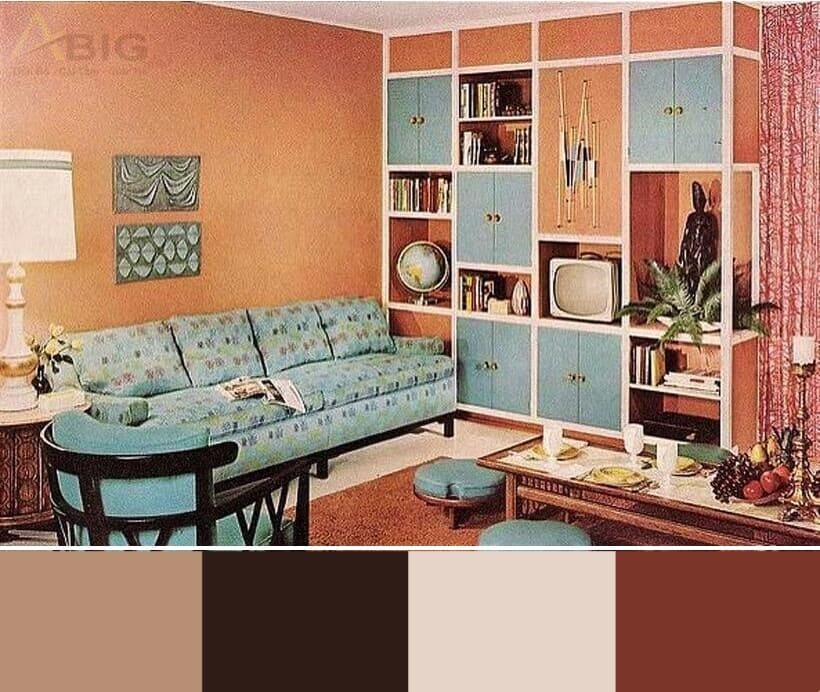 màu sắc nội thất retro những năm 1960