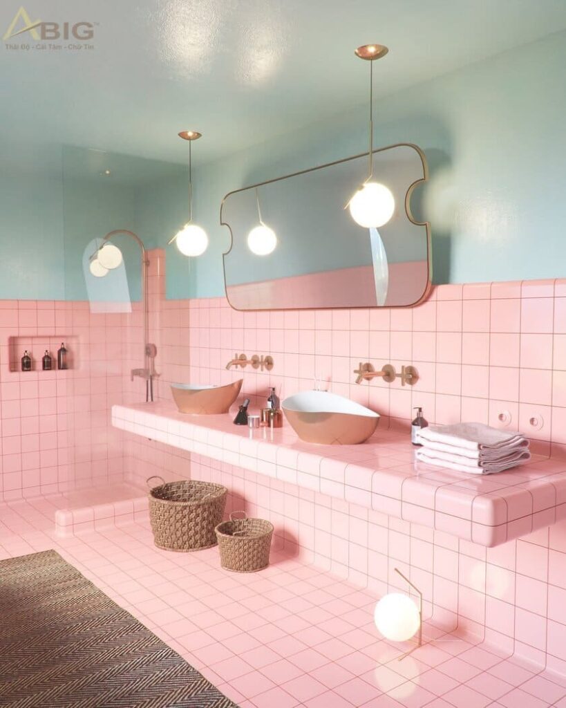 phòng tắm phong cách retro