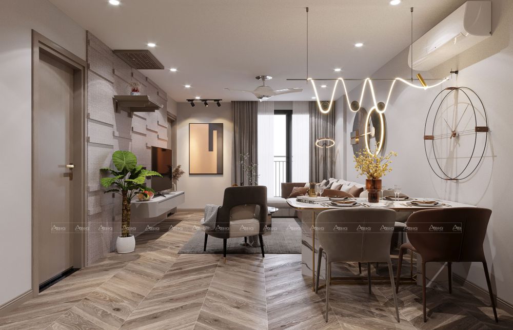 Thiết kế nội thất căn hộ chung cư Charm City - phòng khách 