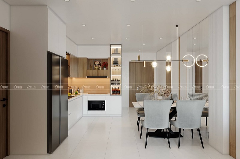 Thiết kế nội thất căn hộ Palm Heights - phòng bếp 